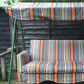 Water Repellent Fabric used to recover a Garden Swing Seat