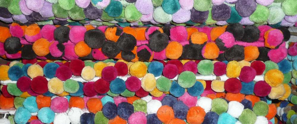 Large Multi Coloured Bobble Fringes | Multicolour Pompom Bobble Trims