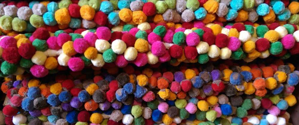 Bobble Fringe | Multi Coloured Bobble Pom Pom Fringe