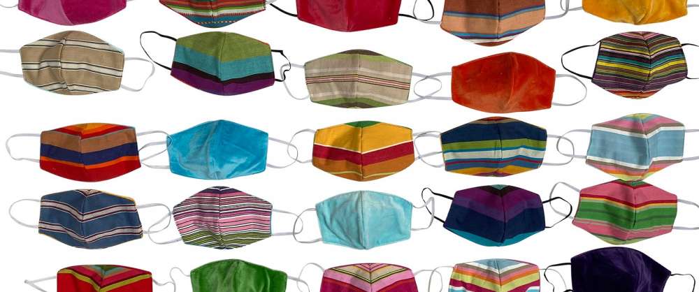 Reversible Face Coverings in Stripes and Velvet by The Stripes Company