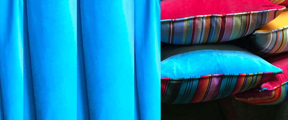 Turquoise Velvet Home Furnishings with Stripes