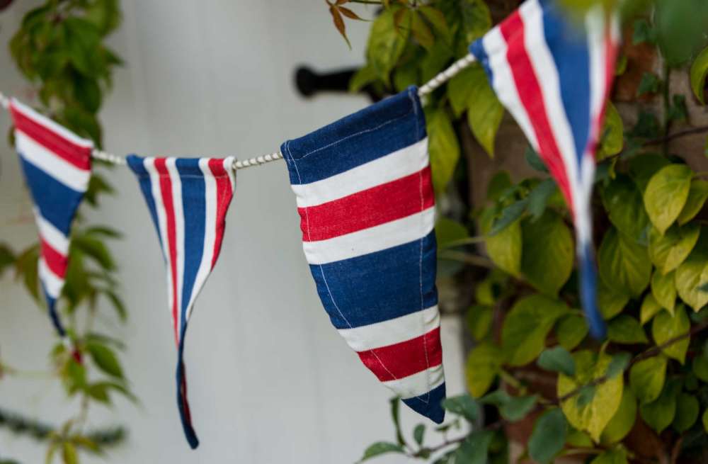 red, white, blue- Cotton Bunting