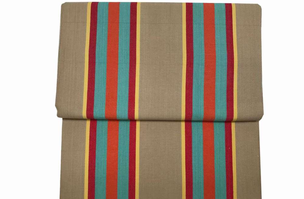 Vintage Deckchair Canvas fawn, terracotta, turquoise stripes  