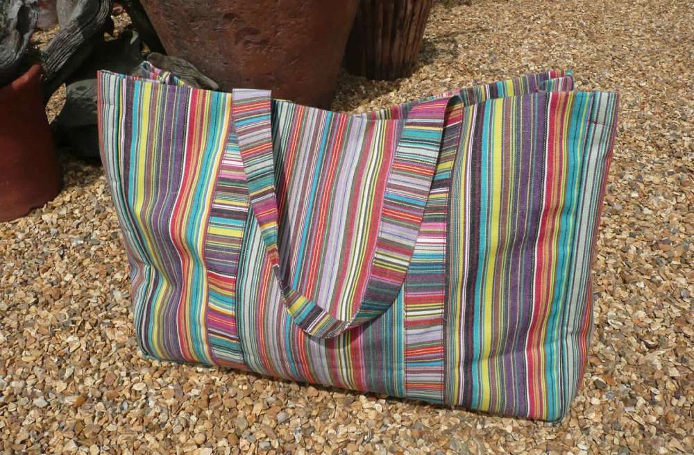 large stripe beach bag