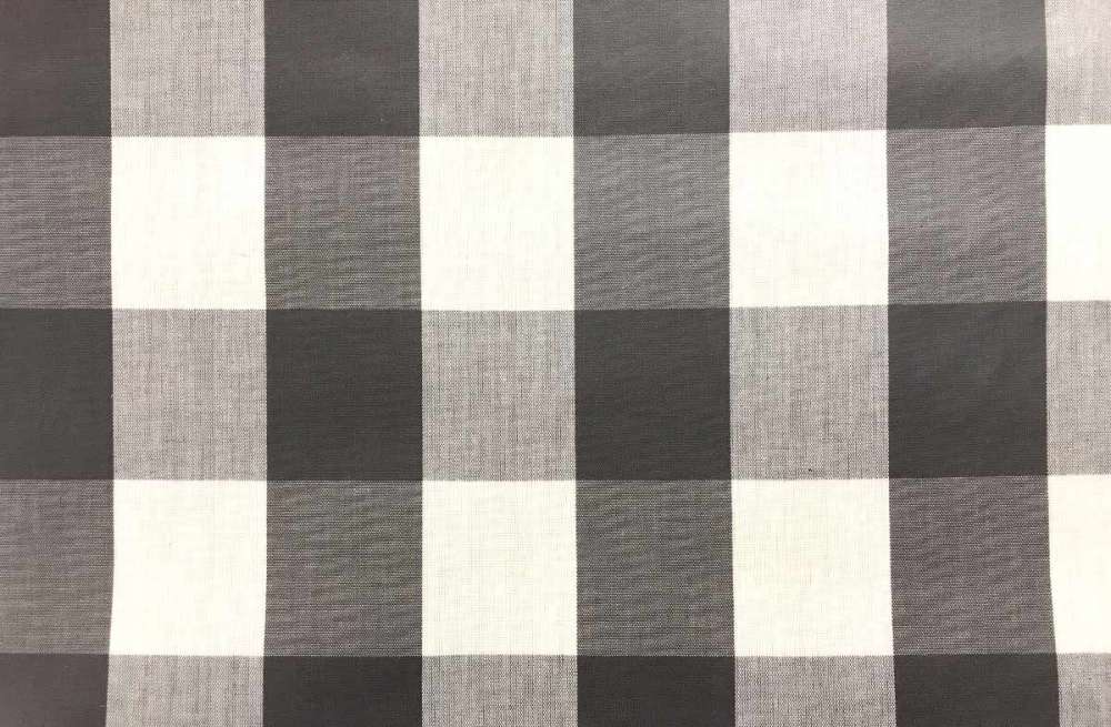 Grey and White Gingham Oilcloth Fabric Large Check