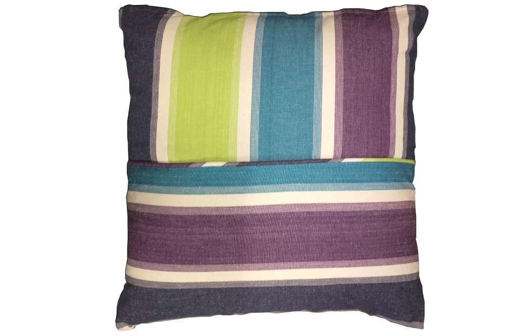 Navy Turquoise Lime Purple Striped Scatter Cushions