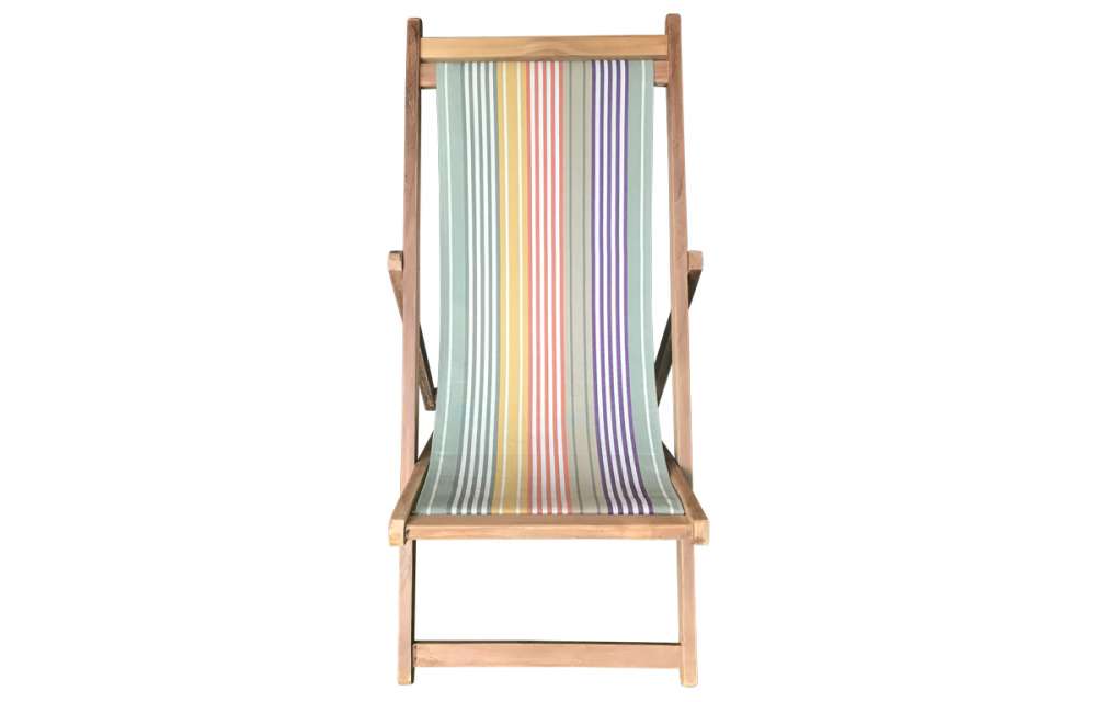 Sage Green Stripe Deck Chair - Premium Teak Hardwood Deck Chairs