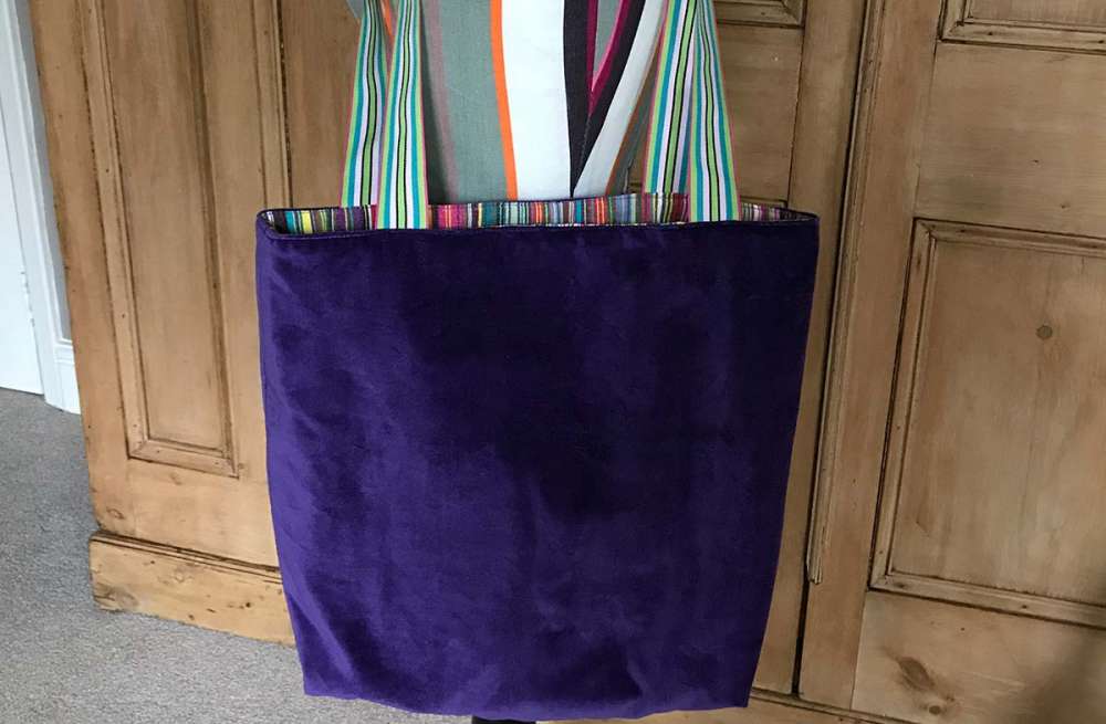 Purple Velvet Reversible Tote Bag