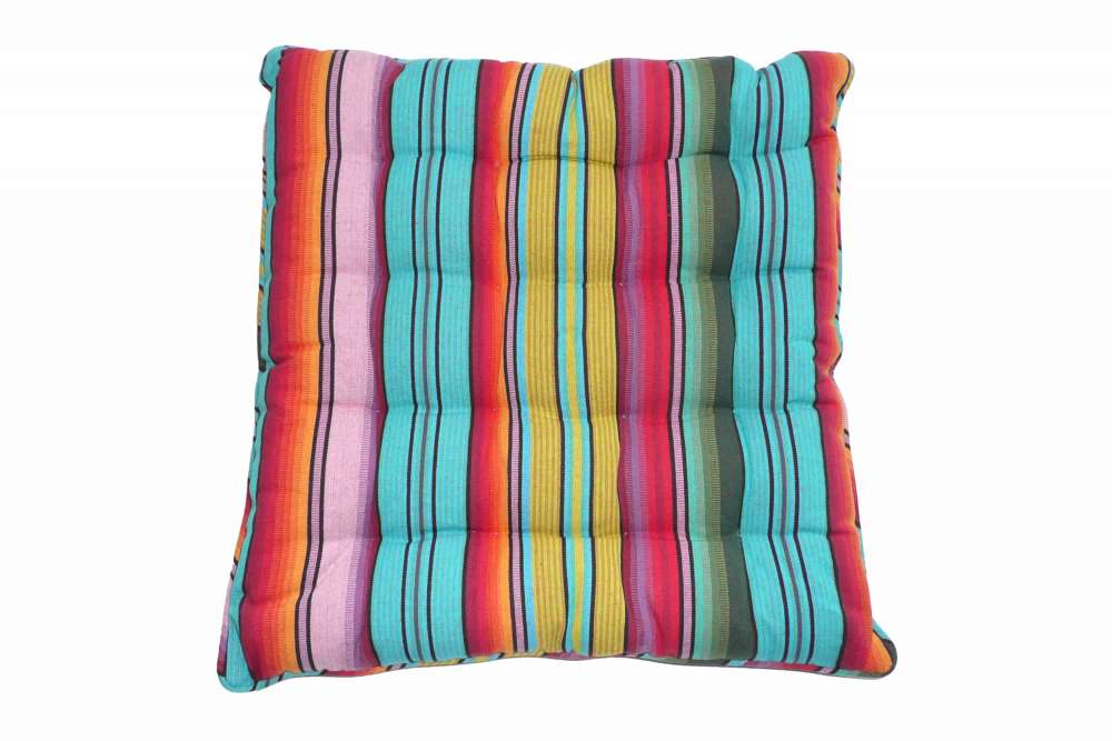 Turquoise Striped Piped Seat Pads - Snorkelling Stripe