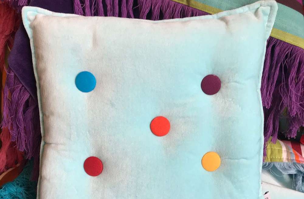 Small Aqua Velvet Cushions Plain Buttons