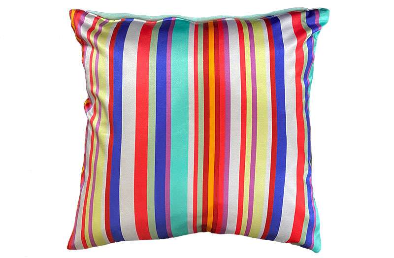 Striped Silk Aqua Velvet Cushion from The Stripes Company