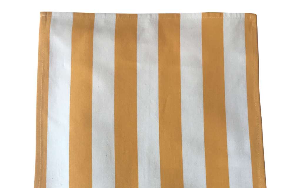 yellow white striped tea towel