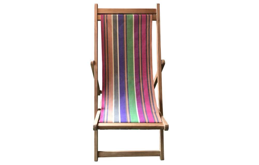 Premium Teak Deck Chairs caramel, beige, purple, green stripes  